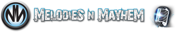 Melodies n Mayhem logo with microphone.