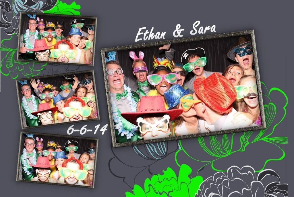 Photo booth group with funny props.